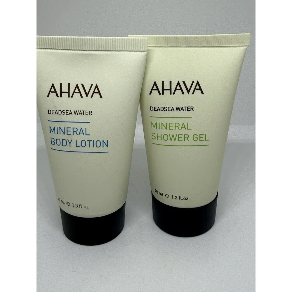 2 Ahava Mineral Deadsea Water- Body Lotion‎ & Shower Gel 40ml/1.3fl.oz Ea New